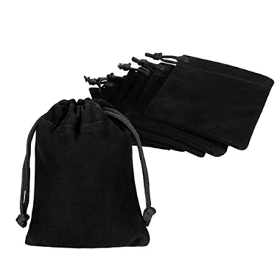 Image of Shintop 10pcs Velvet Drawstring Bags, Pouches for Jewelry Gift Packaging (Black)