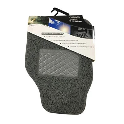 Image of NICOMAN Spaghetti Coiled PVC Vinyl Loop Gecko Backing Guranteed Anti Slip Universal Set of 4 Car Floor Mat(Grey)