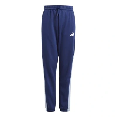 Image of adidas Unisex Kids Seasonal Essentials Colorblock Pants, Dark Blue/Glow Blue/White, 7 8 Years
