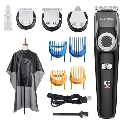 Image of BarberBoss 3 in 1 Facial Grooming Kit, Hair Clippers Men, 100% Waterproof, Mens Kits, Trimmer Beard Hair, &amp; Detail Set