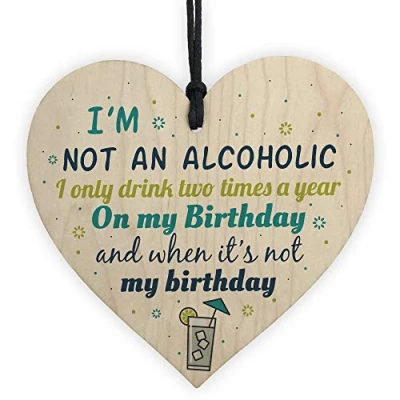 Image of RED OCEAN Novelty Alcohol Friendship Birthday Plaque Handmade Wooden Hanging Heart Sign Gin Vodka Gifts