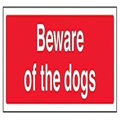 Image of V Safety Beware Of The Dogs Sign 300mm x 100mm 1mm Rigid Plastic