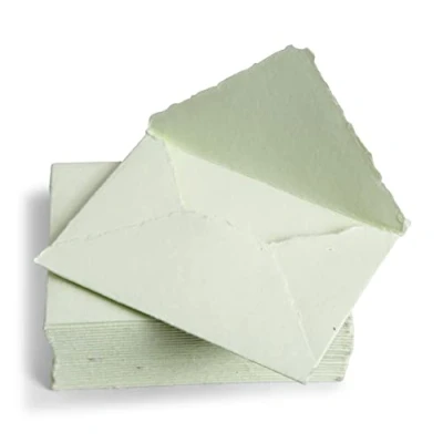 Image of Green Handmade Envelope 13 x 18 cm Pack of 25 250gsm for Announcements, Wedding Invitations, Greeting Cards, Crafts
