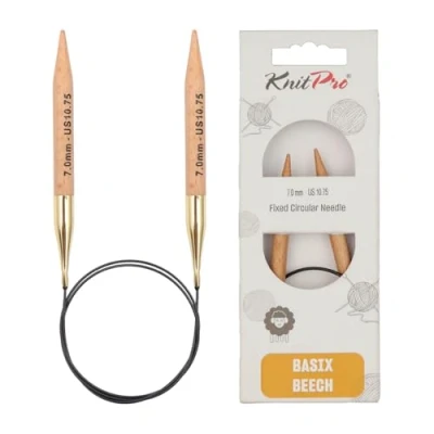 Image of KnitPro Basix Birch circular needle 60cm 7.00mm 3pcs, Braun