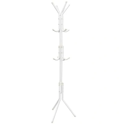Image of Metal Coat Stand and Clothes Rack, 40 x 170 cm (L W H), 12 Hooks for Jacket Hat Hanger Bag Umbrella bedroom accessories (White)