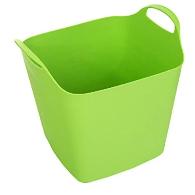 Image of Excellent Houseware 40Lt Square Flexible Flexi Plastic Tub Tubs Bucket for Home Gardening Building Laundry (Lime Green)
