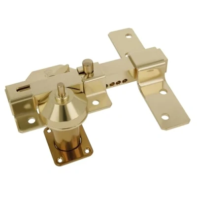 Image of Amig Surface Mounted Bolt Mod.2 for Doors Push Button Opening, Security Latch, and Locking Lever Steel, Gold Colour, Includes 5 Dimple Keys, 88 x 153 mm