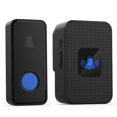 Image of Wireless Doorbell, Waterproof Plug in Door Chime Kit 1000ft Range, 55 Ringtones, 5 Levels of Volume, LED Indicator, for Home Apartment, Black
