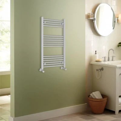 Image of Warmehaus Contemporary Straight Heated Bathroom Towel Rail Radiator Rad 1000x600mm Chrome