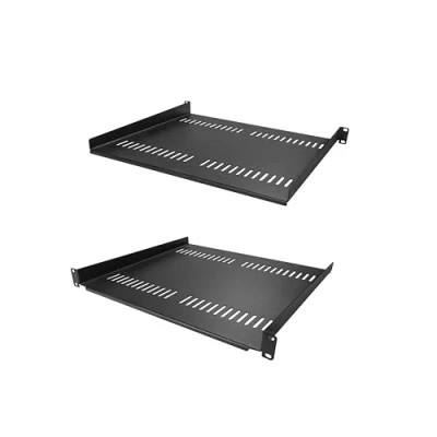Image of StarTech.com 2 Pack 1U Server Rack Shelf, Vented Mount Cantilever Heavy Duty Steel, 44lb/20kg Capacity, 16&quot; Deep