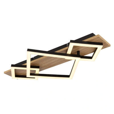 Image of Beatrix I Integrated LED Semi Flush Ceiling Light Brown Rectangular 3 Square 3x 3000K
