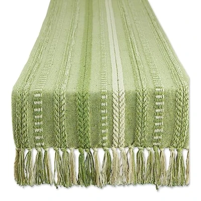 Image of DII Table Runner Collection, Cotton, Antique Green, 15x108 (15x113, Fringe Included)