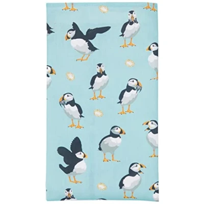 Image of Samuel Lamont Puffins Cotton Tea Towel, Blue, 48.26 x 73.66 cms