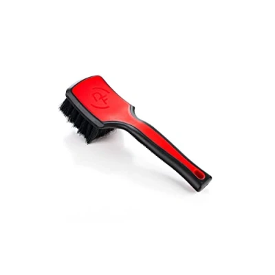 Image of Detail Factory ProGrip Interior Scrub Brush Soft Bristles Rubber Grip for Maximum Stability and Comfort Curved Head Profile Better Clearance Red