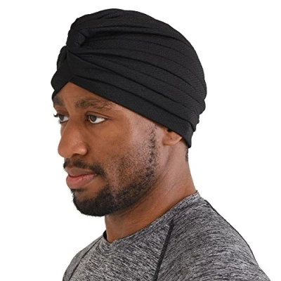 Image of CHARM Casualbox Crepe Twist Turban Hat Woven Headwrap Arabian Festival Boho Black(Size: One Size)
