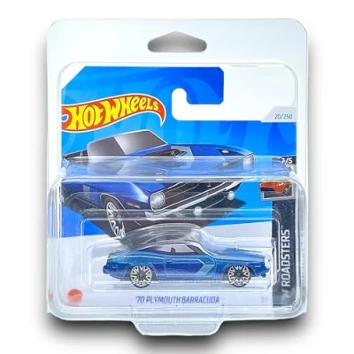 Image of Hot Wheels &#039;70 Plymouth Barracuda (Blue &amp; Black) 3/5 HW Roadsters 2024 20/250 (Short Card) COMES IN A KLAS CAR KEEPER SHORT CARD PROTECTOR CASE HTC13
