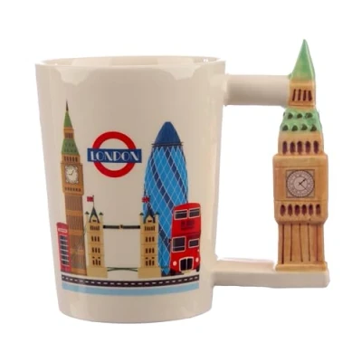Image of Puckator London Souvenir Big Ben Ceramic Shaped Handle Tea Coffee Mug Funny Home Accessories Cute Gifts for Girlfriend Large Mugs Men Women Hot Drinks Cups Presents Secret Santa Gift Cup Set