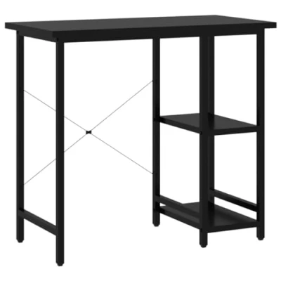 Image of vidaXL Computer Desk, Office Study Working Table, Black MDF and Powder coated Metal Frame, Scandinavian Style, Versatile Furniture for Home