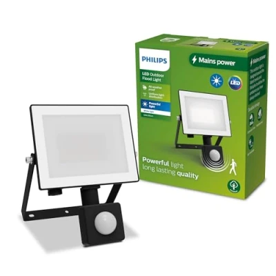 Image of PHILIPS Lois Outdoor Floodlight with Sensor, 20 W, 3000 K, Black​