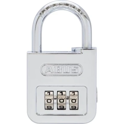 Image of ABUS combination lock 160/40 Padlock in high gloss chrome look with individually adjustable code 32933 security level 5 Silver
