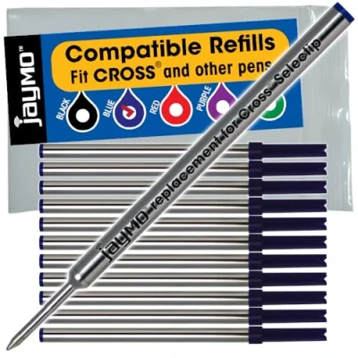 Image of Jaymo Replacement for Cross Selectip 8521 Measures 4.375 in / 111 mm Long Gel Rolling Ball Pen Refill 12 Blue