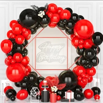 Image of Teselife Black Red Balloons, 119Pcs and Balloon Arch Garland Kit Men Boys Kid Bridal Baby Shower Engagement Anniversary Wedding Birthday Bachelor Party Retirement Valentine Graduation Decor
