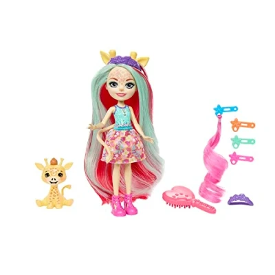 Image of Enchantimals Deluxe Hair Doll Set with Zemirah Zebra, Gillian Giraffe and Charisse Cheetah, 5 Play Accessories Best Friends Grainy, Pawl Grinsy, for Children from 4 Years, HNV29