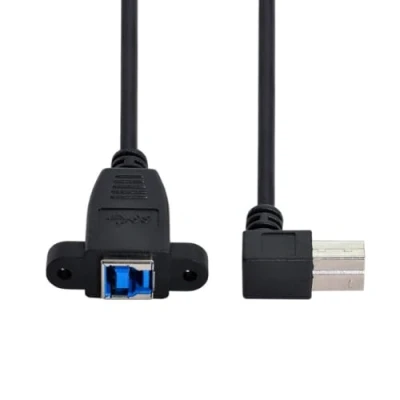 Image of CY 50cm USB 3.0 Back Panel Mount B Type Female to Right Angled 90 Degree Male Extension Cable