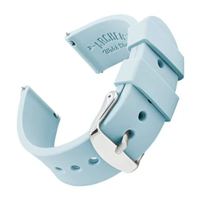 Image of Archer Watch Straps Silicone Quick Release Soft Rubber Replacement Bands (Powder Blue, 18mm)