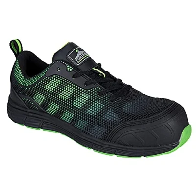 Image of Portwest Compositelite Ogwen Low Cut Trainer S1P Black/Green UK 3 EU 36
