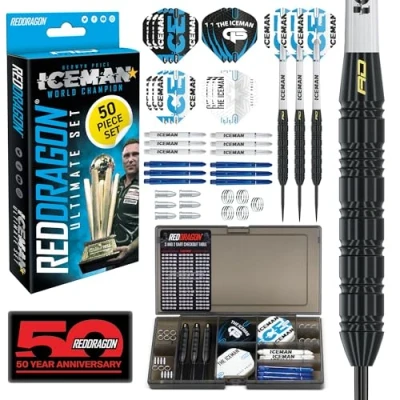 Image of RED DRAGON Gerwyn Price Iceman Ultimate 50 Piece Darts Set with and Accessories