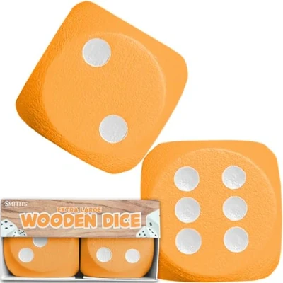 Image of Large Wooden Dice by Smith&#039;s® 3 x 3cm 2 Pack Orange Educational Maths Games, Kids Board Game Accessories No Harmful Materials For Year Olds +