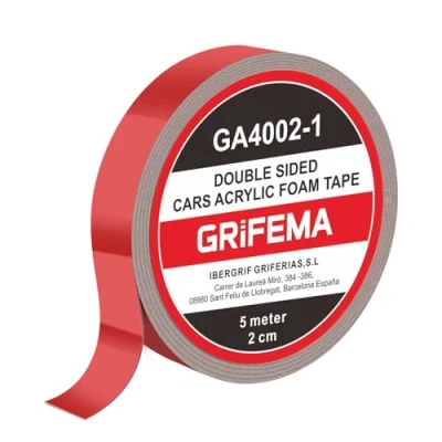 Image of GRIFEMA GA4002 1 Double Sided Foam Tape Heavy Duty, Waterproof Acrylic Adhesive Mounting for Car, Home, Office (Length: 5 Meters), Red