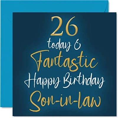 Image of Fantastic 26th Birthday Cards for Son in law 26 Today &amp; Happy Card from laws, Gifts, 145mm x Greeting Gift