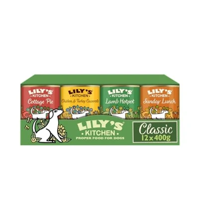 Image of Lily&#039;s Kitchen Natural Adult Wet Dog Food Tins Classic Dinners Variety Pack 12 x 400g
