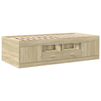 Image of vidaXL Daybed with Drawers without Mattress Sonoma Oak 75x190 cm Small Single