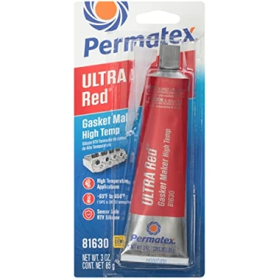 Image of Permatex 81630 Ultra Red RTV Silicone Gasket Maker, Suitable for Exhaust Manifold, Header, Turbochargers &amp; Slip Fit Parts, Temperature Resistant (up to 343C), Sensor Safe, Non Corrosive 85g