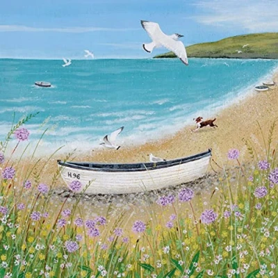 Image of Museums &amp; Galleries Lucy Grossmith Sunshine and Seagulls Art Greeting Card with White Envelope