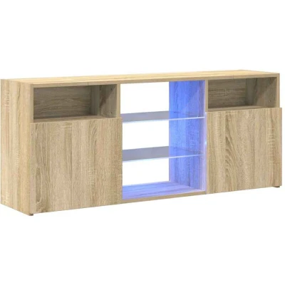Image of vidaXL TV Cabinet with LED Lights Sonoma Oak 120x30x50 cm
