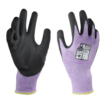 Image of NITREX 285RP 5 Pairs of Work Safety Gloves with NitreGrip® Technology, Sandy Nitrile Palm Coated, Touchscreen Gloves, Size 9, Large