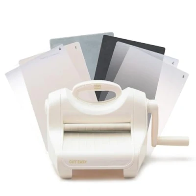 Image of Vaessen Creative Cut&#039;Em Embossing Machine Starter Kit, White/Pink, Cut &#039;Em Easy (6&quot;)