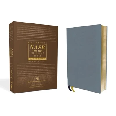 Image of NASB, Thinline Bible, Large Print, Genuine Leather, Buffalo, Blue, Red Letter, 1995 Text, Comfort Print: New American Standard Thinline, ... Letter Edition, Print