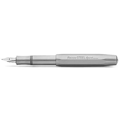 Image of Kaweco Steel SPORT Fountain Pen I Exclusive Stainless for Ink Cartridges Including Retro Metal Box 13 cm Nib: M (Medium)