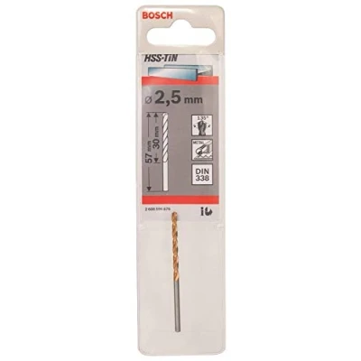 Image of Bosch 2608596676 2.5 x 30 57 mm DIN338 HSS TiN Drill Bits