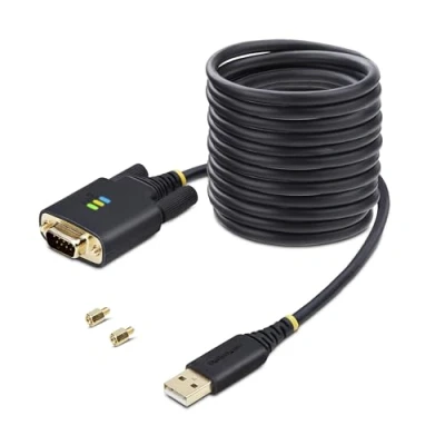 Image of StarTech.com 10ft/3m USB to Serial Adapter Cable, COM Retention, FTDI IC, A DB9 RS232, Interchangeable Screws/Nuts