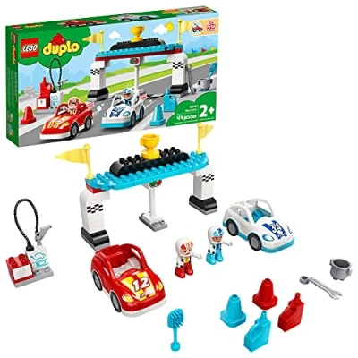 Image of LEGO DUPLO Town Race Cars 10947 Cool Car Building Toy; Imaginative, Developmental Playset for Toddlers and Kids; New 2021 (44 Pieces), Multicolor, One Size