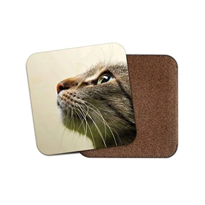 Image of 1 x Cats Face Coaster Cat Kitten Tabby Eye Mum Auntie Sister #14389
