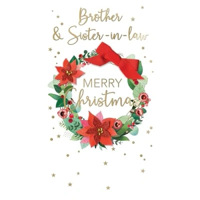 Image of Embellished Brother &amp; Sister in Law Champagne Hand Finished Christmas Card XCDC463