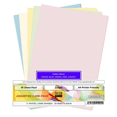 Image of Dalton Manor Card 5 Pastel Colours A4 210gsm Pack 50