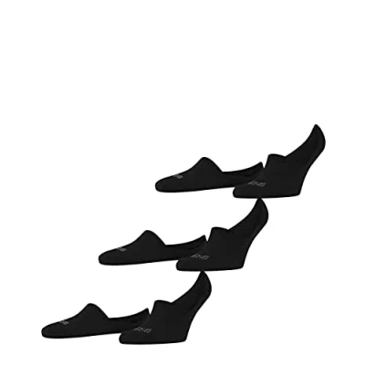 Image of FALKE Men&#039;s Family Invisible 3 Pack M IN Cotton No Show Plain Pairs Liner Socks, Black (Black 3000), 5.5 8